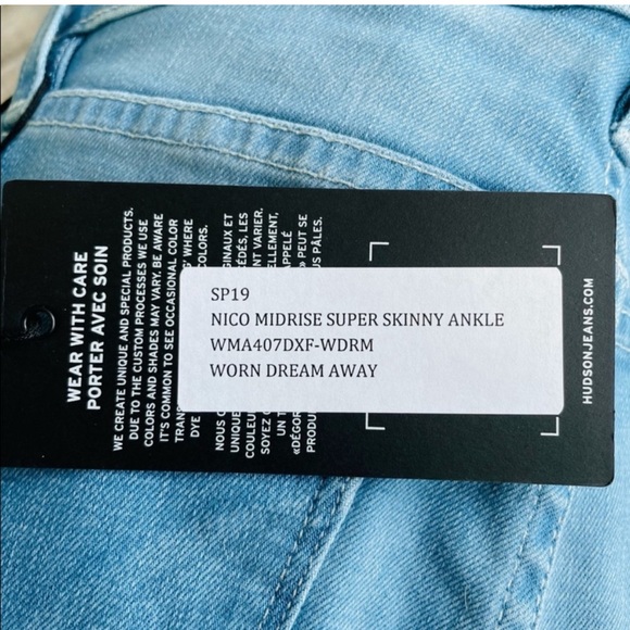 ‼️SOLD‼️NWT • Hudson Nico Mid Rise Super Skinny Ankle Jean - Picture 4 of 6